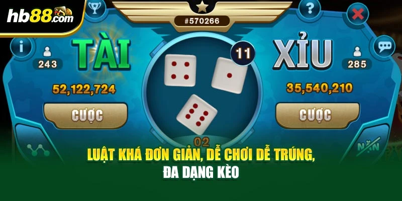 Tài Xỉu 3D HB88 - Giải Trí Hấp Dẫn, Thưởng Vô Cùng Lớn 3 Luật khá đơn giản, dễ chơi dễ trúng, đa dạng kèo